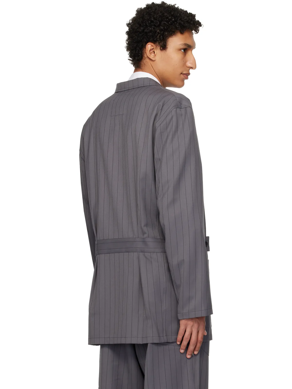 Y-3 Pinstripe Refined Wool Chore テーラードジャケット - 画像3