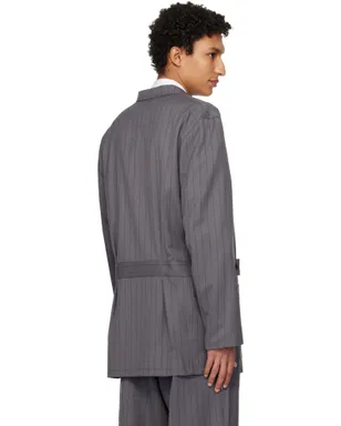 Y-3 Pinstripe Refined Wool Chore テーラードジャケット - サムネイル3