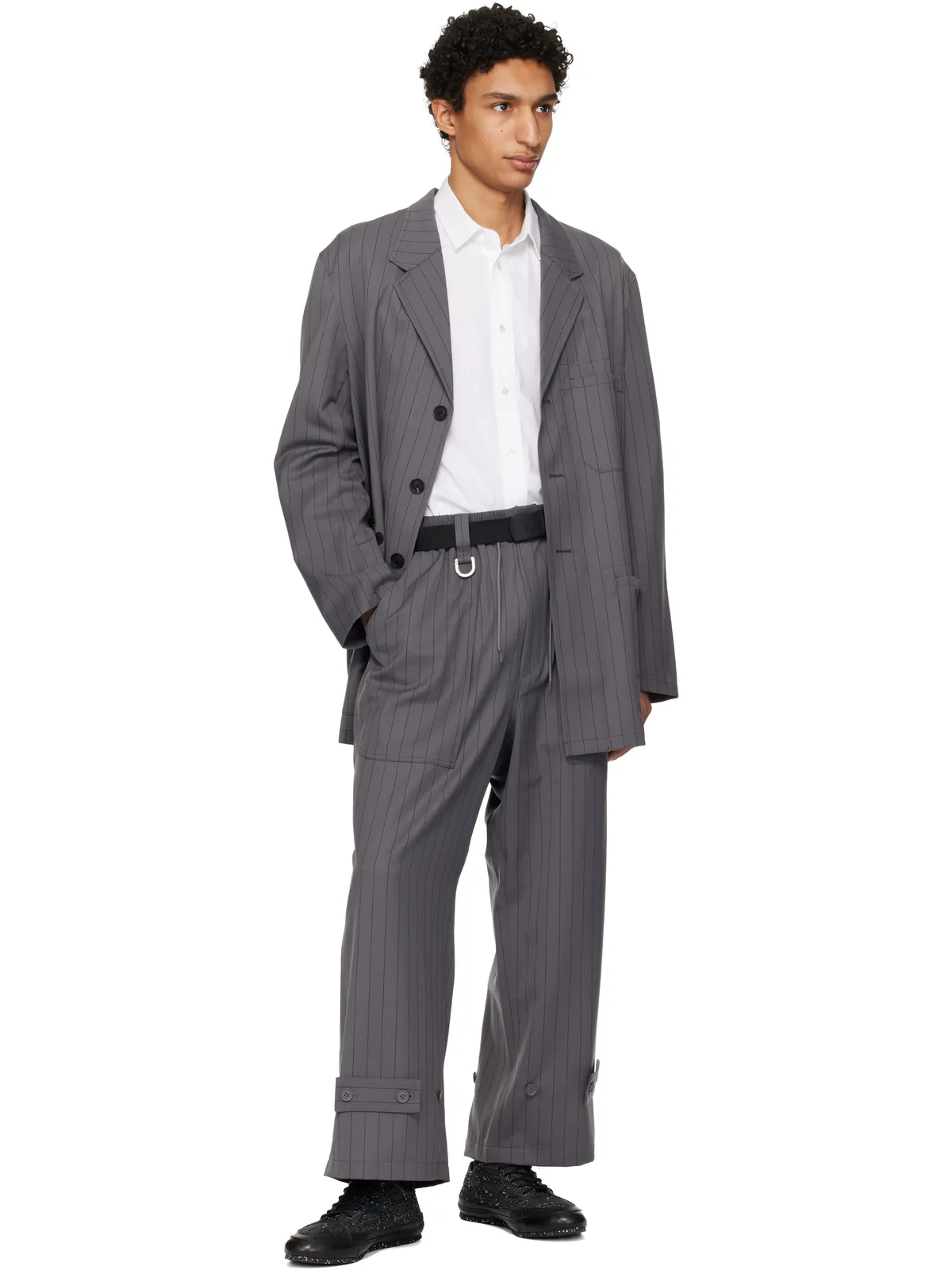 Y-3 Pinstripe Refined Wool Chore テーラードジャケット - 画像4
