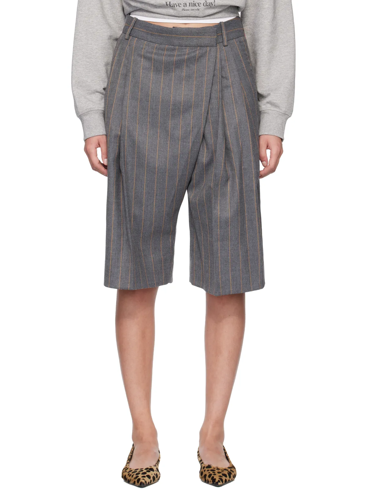 Ganni Wool Stripe Wrap ショートパンツ - 画像1