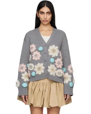 Ganni Flower コットン カシミヤ カーディガン - サムネイル1