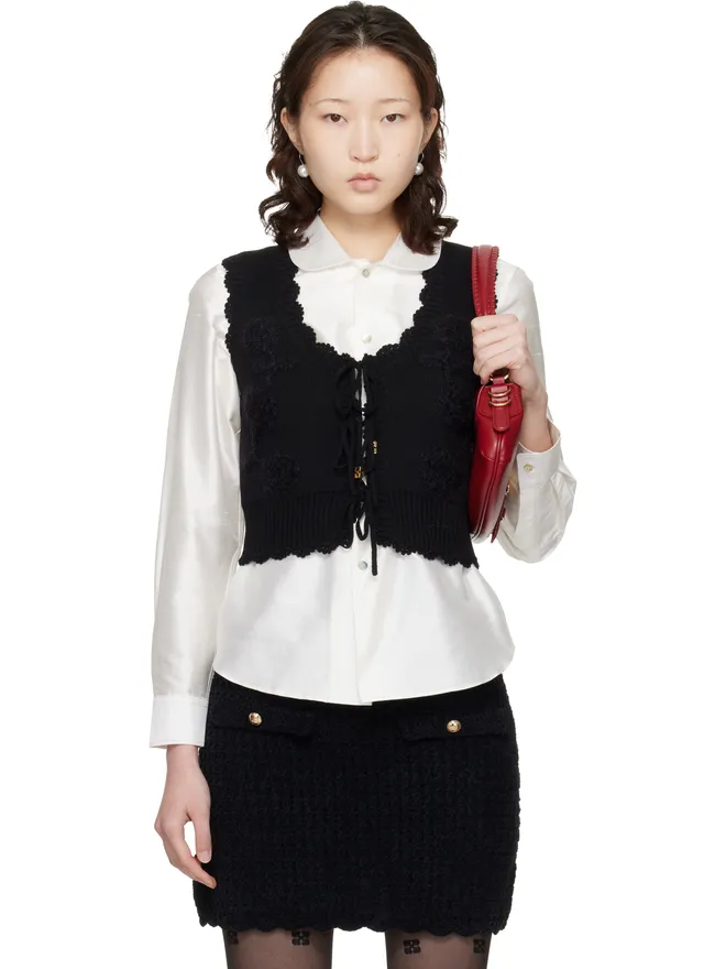 Ganni Ganni コットン カシミヤ クロシェ アップリケ ベストの商品画像