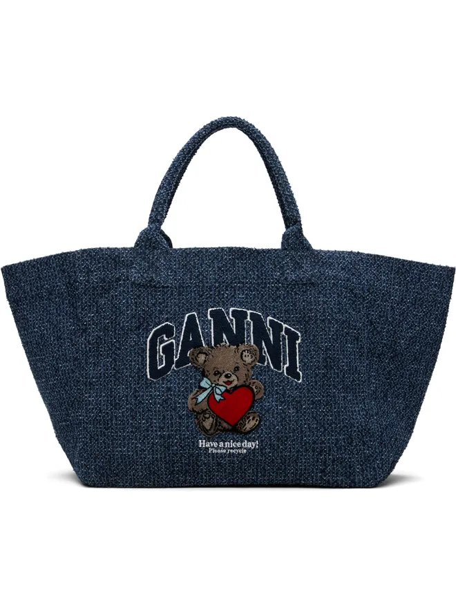 Ganni Ganni XXL Bear Tweed Denim Shopper トートバッグの商品画像