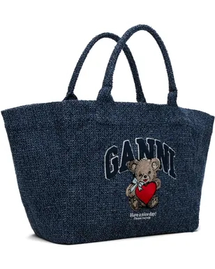 Ganni XXL Bear Tweed Denim Shopper トートバッグ - サムネイル2