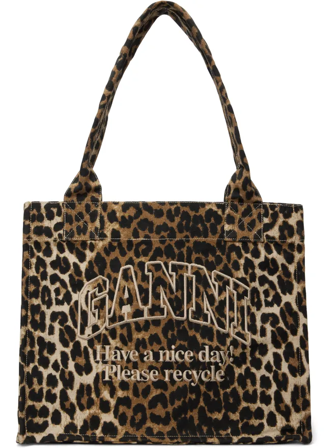 Ganni Ganni ラージ レオパード キャンバス トートバッグの商品画像