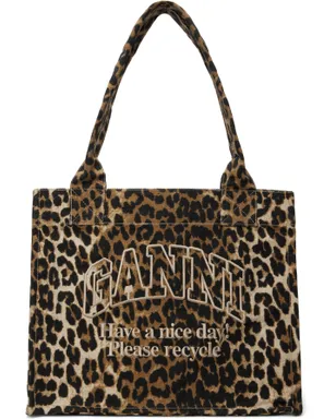Ganni ラージ レオパード キャンバス トートバッグ - サムネイル1