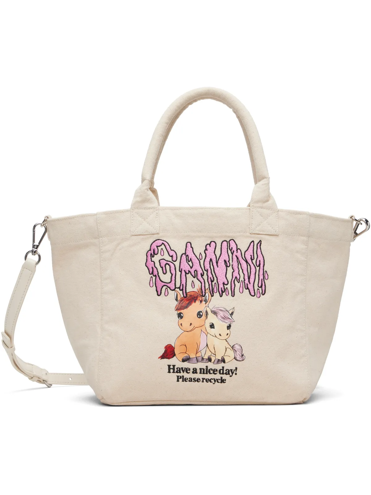Ganni Easy Pony Printed Shopper トートバッグ - 画像1