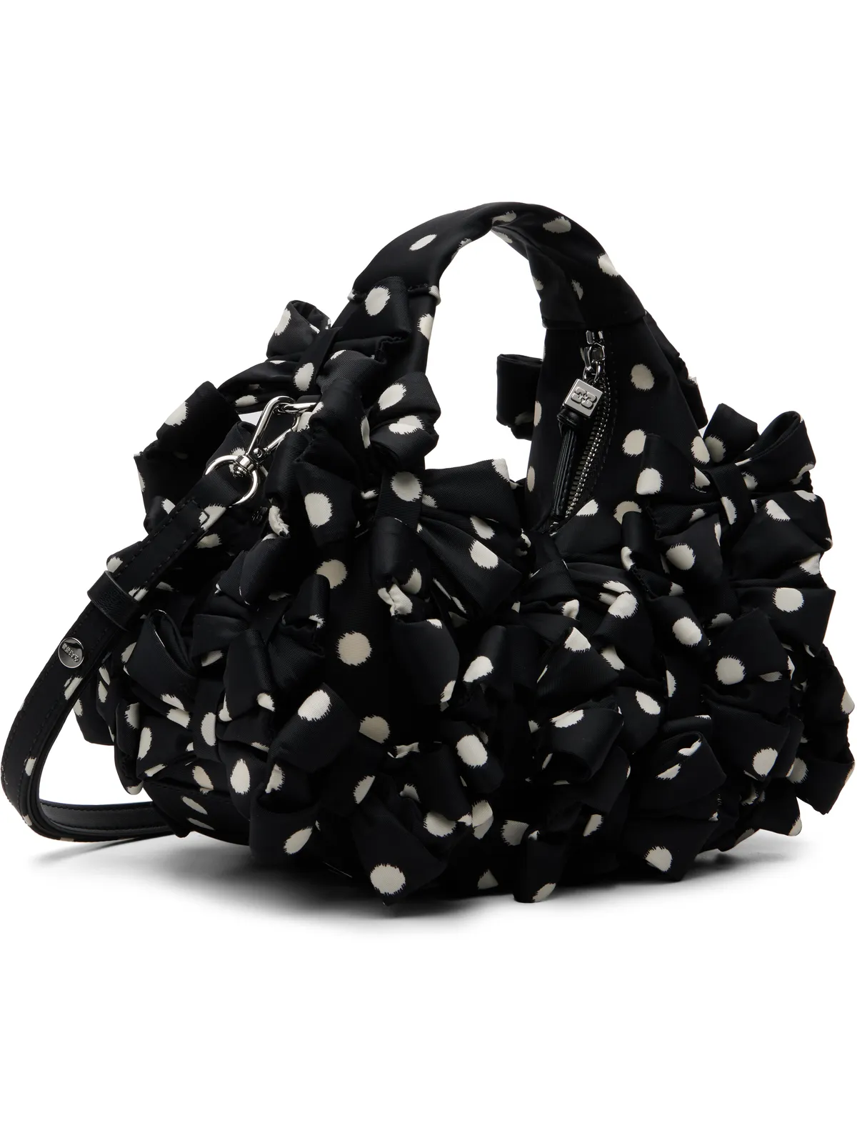 Ganni ミニ Multi Bow サテン プリント バッグ - 画像3