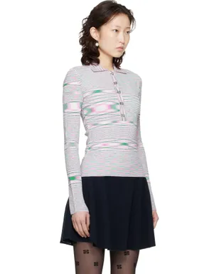 Ganni Spacedyed ニット ポロシャツ - サムネイル2
