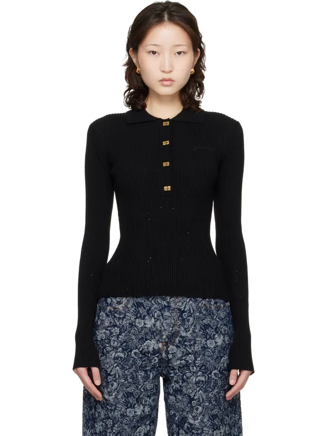 Ganni Ganni Fine Sequin ニット ポロシャツの商品画像