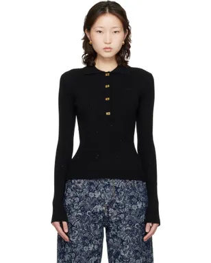 Ganni Fine Sequin ニット ポロシャツ - サムネイル1