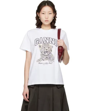 Ganni Basic Jersey Leopard Relaxed Tシャツ - サムネイル1