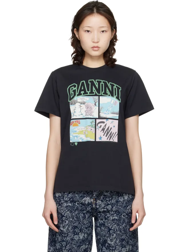 Ganni Ganni Basic Bear Comic Teddy コットンジャージ Tシャツの商品画像