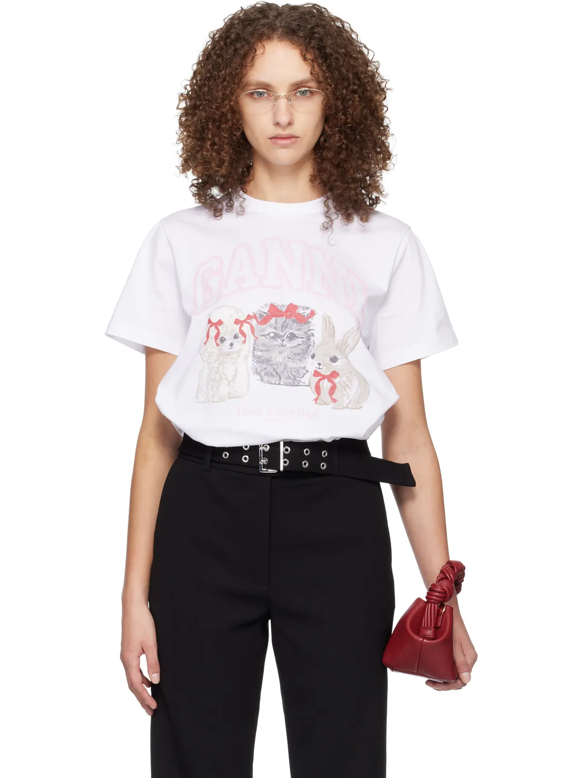 Ganni Animals プリントTシャツ - 画像1