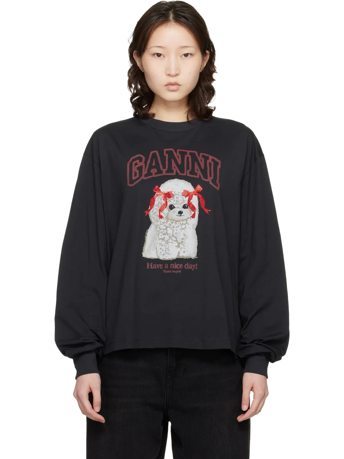 Ganni Poodle 長袖Tシャツ - 画像1
