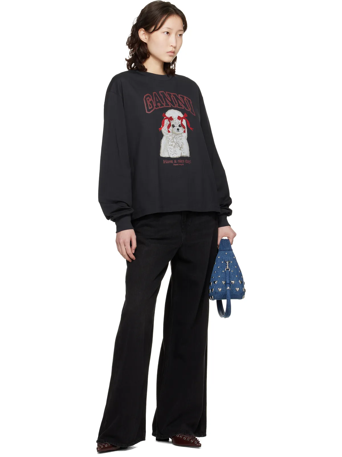 Ganni Poodle 長袖Tシャツ - 画像4