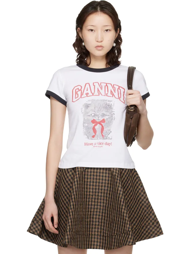 Ganni Ganni Kitty クロップド Tシャツの商品画像