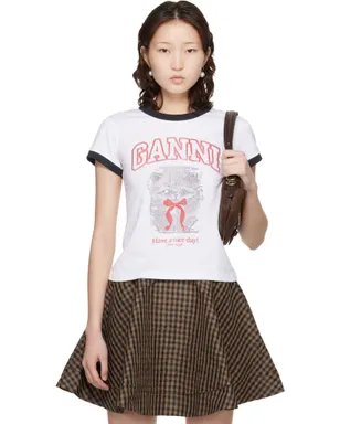 Ganni Kitty クロップド Tシャツ - サムネイル1