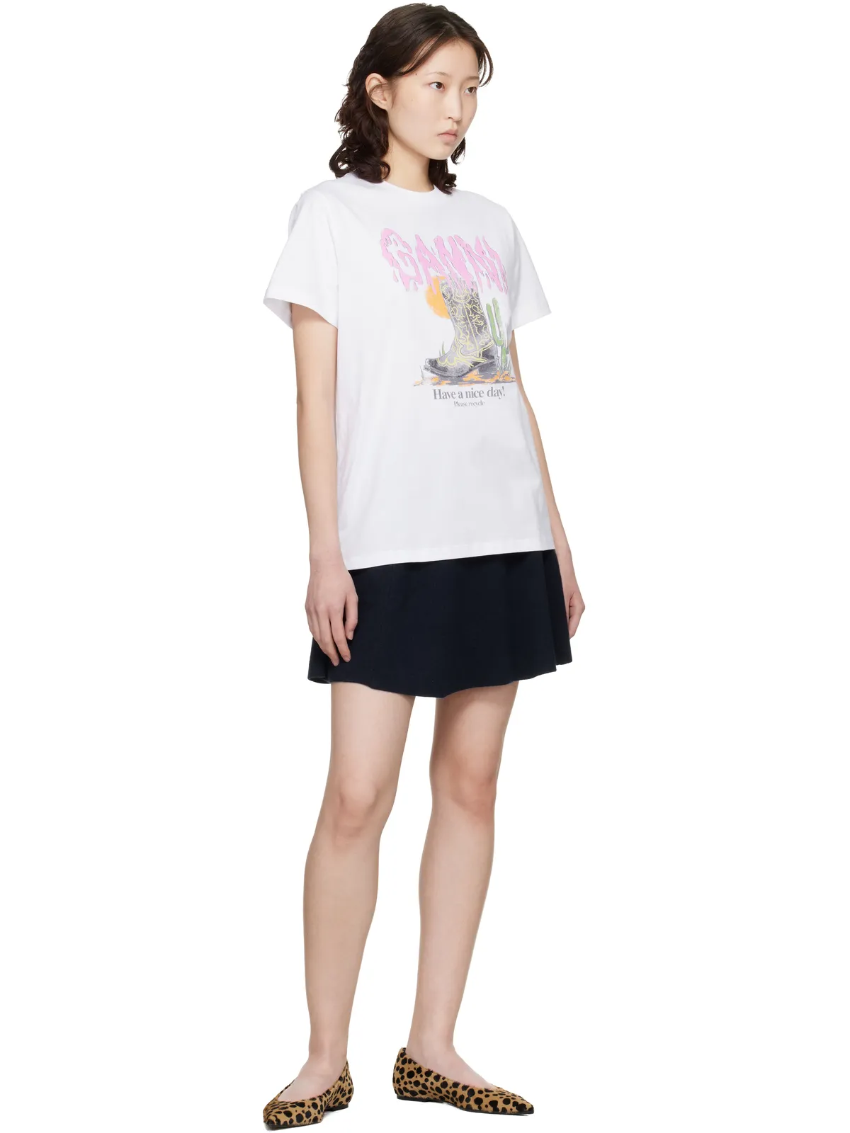 Ganni Western Boot プリントTシャツ - 画像4