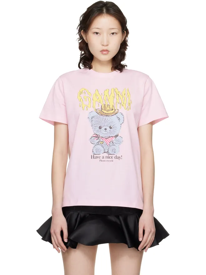 Ganni Ganni Basic Cowboy Bear コットンジャージ プリントTシャツの商品画像