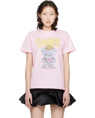 Ganni Basic Cowboy Bear コットンジャージ プリントTシャツ - サムネイル1