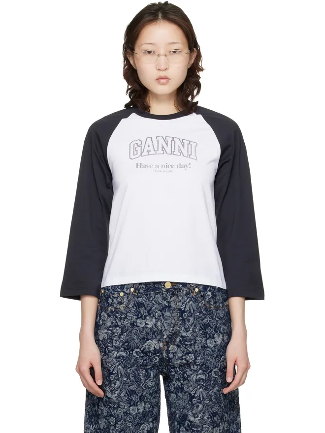 Ganni Ganni Basic Jersey Baseball Tシャツの商品画像