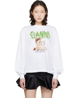 Ganni Basic コットンジャージ 長袖Tシャツ - サムネイル1