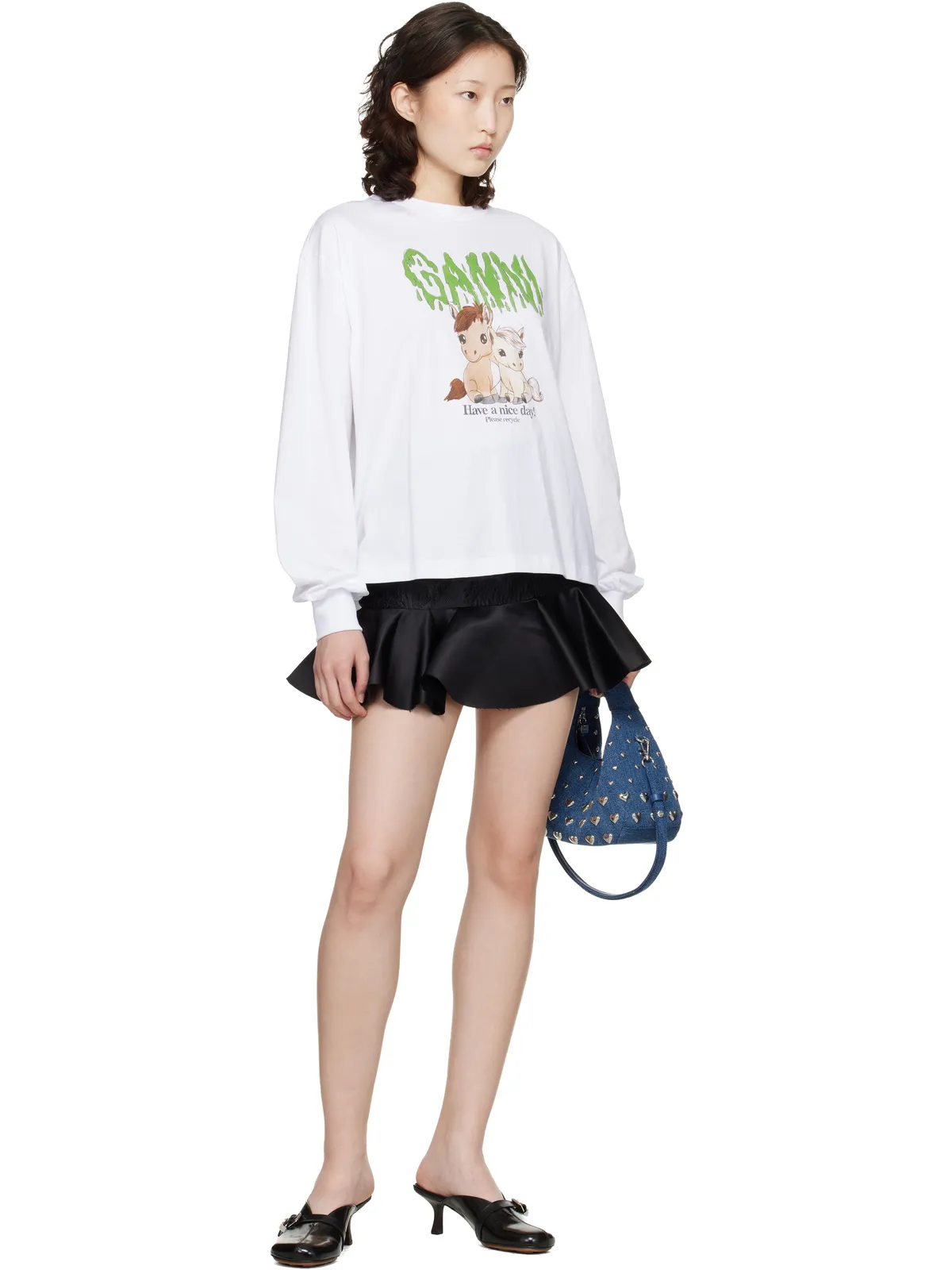Ganni Basic コットンジャージ 長袖Tシャツ - 画像4