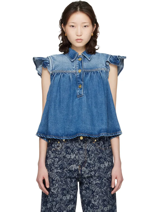 Ganni Ganni ラッフル デニム トップスの商品画像