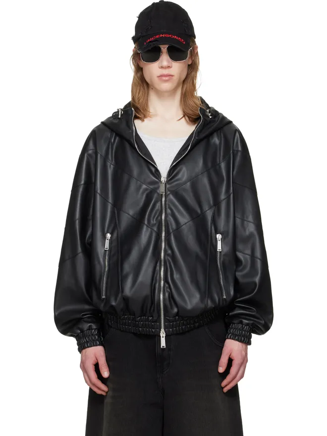Dsquared2 Dsquared2 ジップフーディ フェイクレザー ジャケットの商品画像