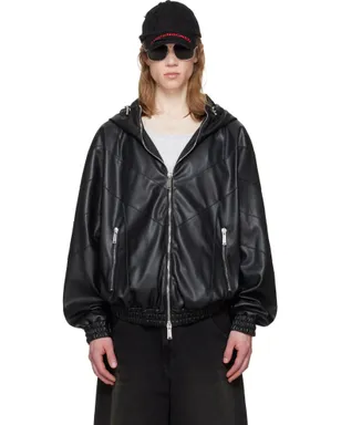 Dsquared2 ジップフーディ フェイクレザー ジャケット - サムネイル1