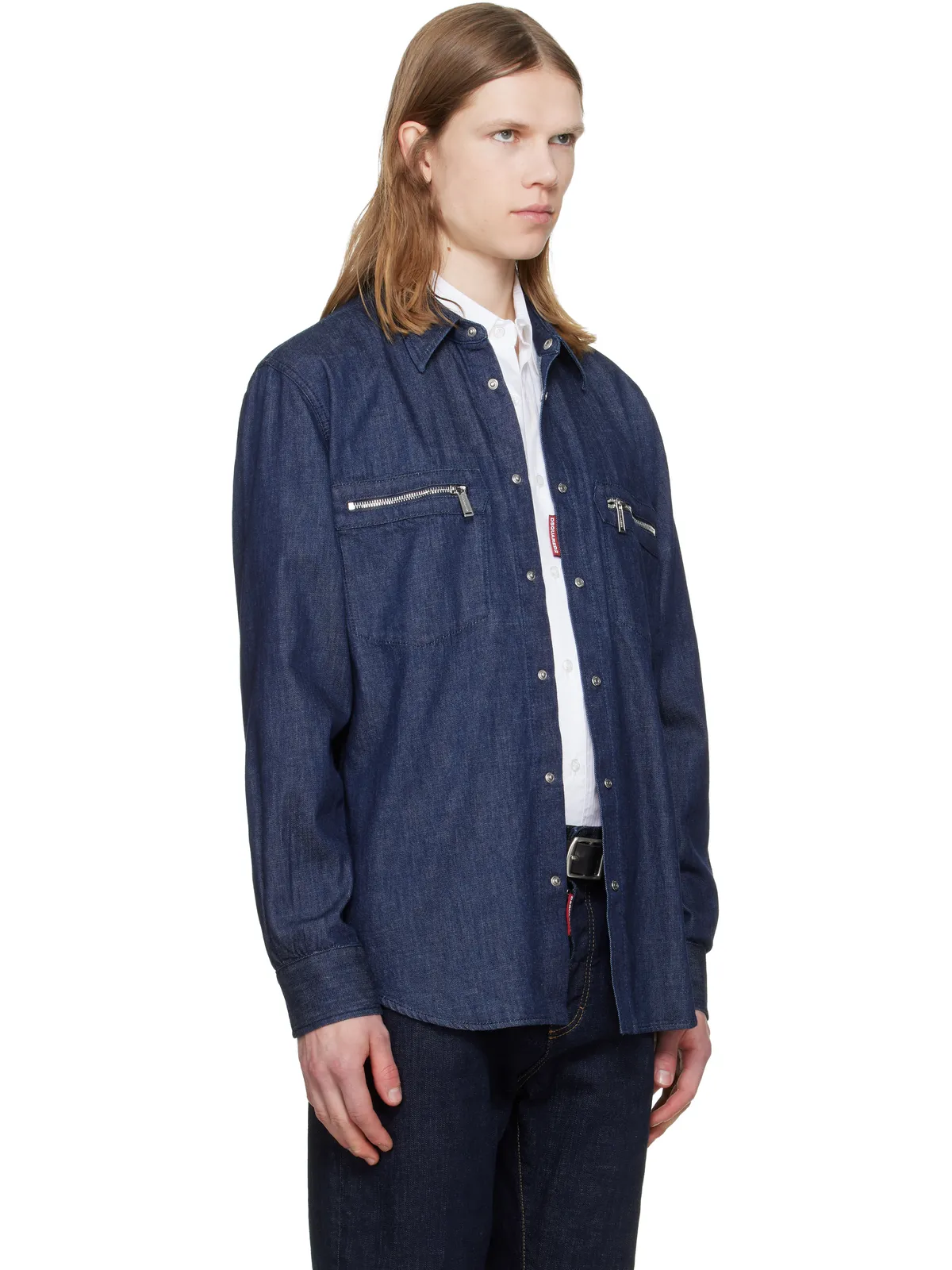 Dsquared2 Wet & Dry Wash デニム バイカー シャツ - 画像2