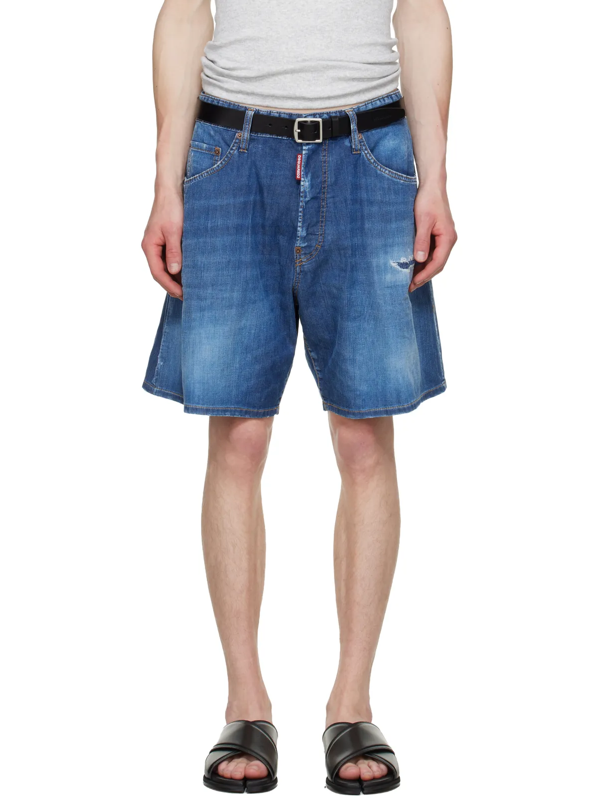 Dsquared2 ミディアムウォッシュ デニム ボクサー ショートパンツ - 画像1