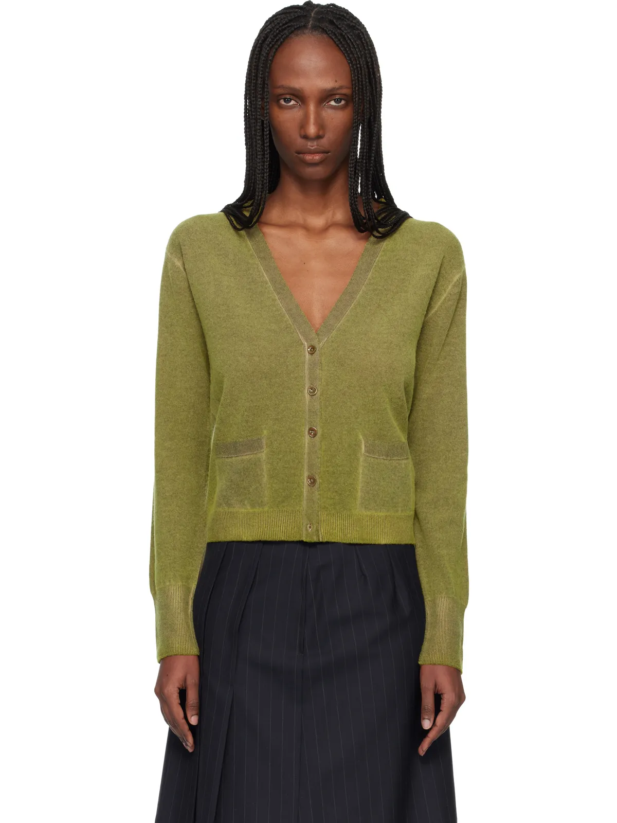 Maison Margiela バージンウール Vネック カーディガン - 画像1