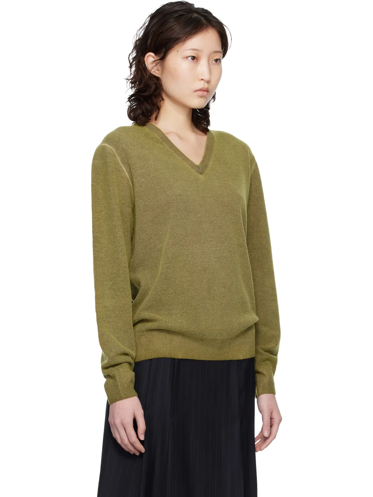 Maison Margiela バージンウール Vネックセーター - 画像2