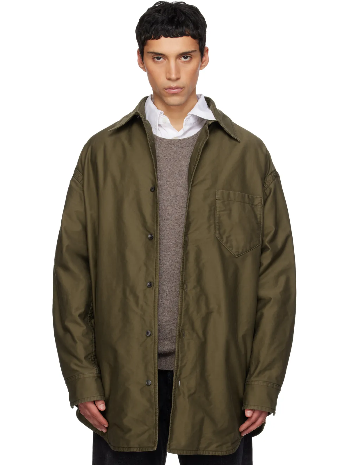 Maison Margiela パデッド コットンサテン シャツ - 画像1