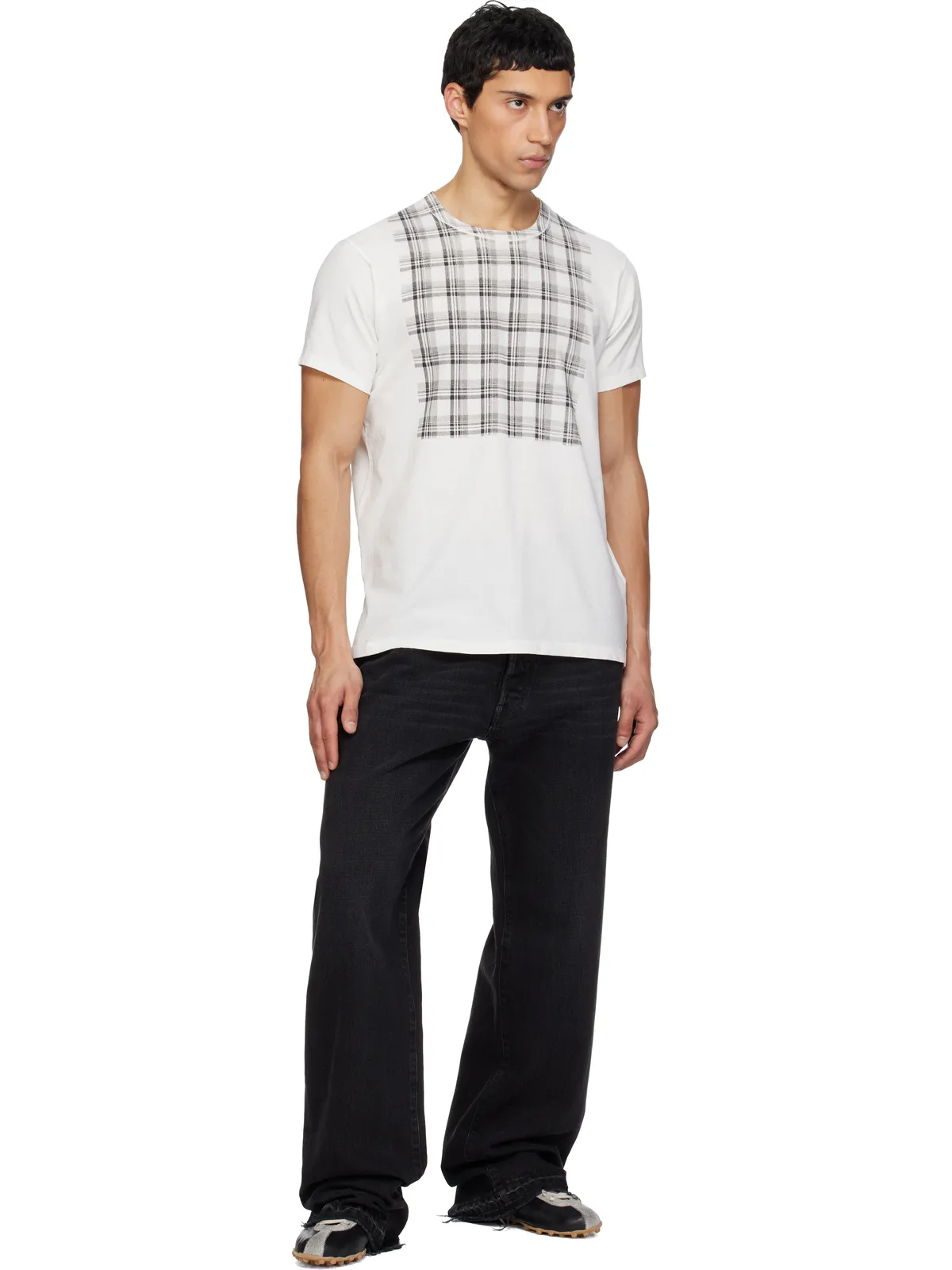 Maison Margiela チェック パネル コットン Tシャツ - 画像4