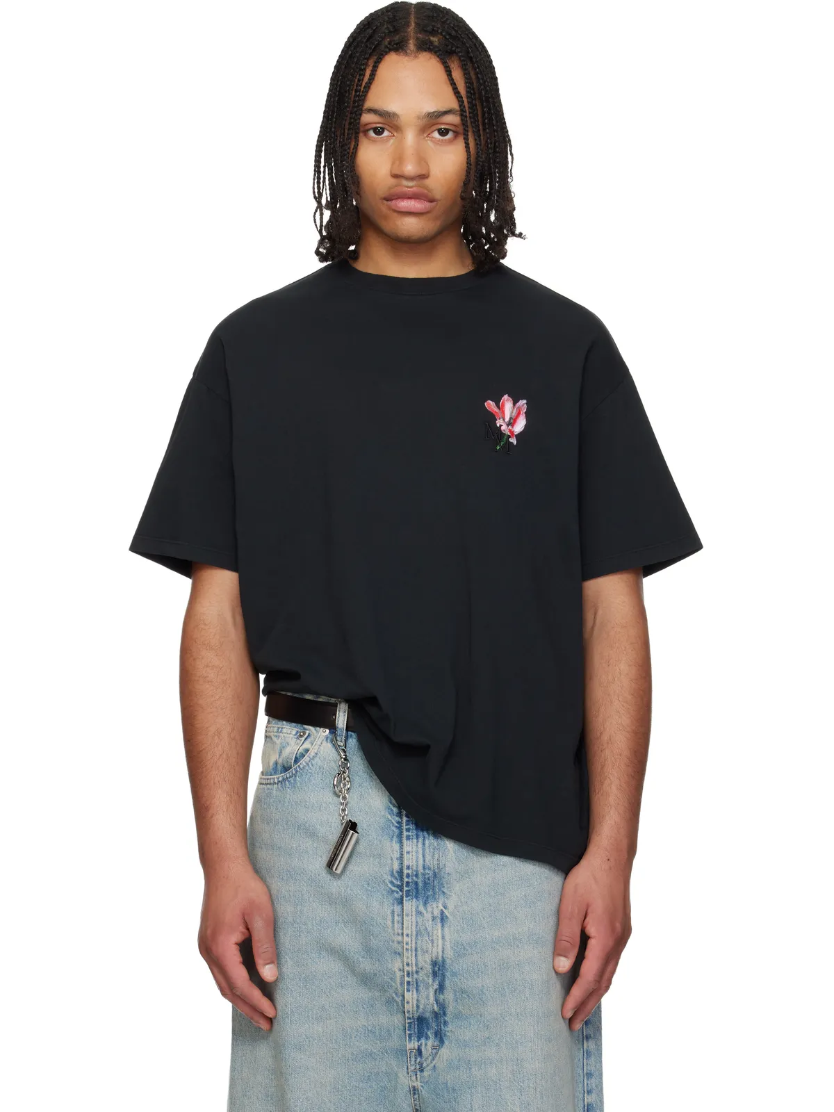Maison Margiela 'Floral MM' エンブロイダリー コットン Tシャツ - 画像1