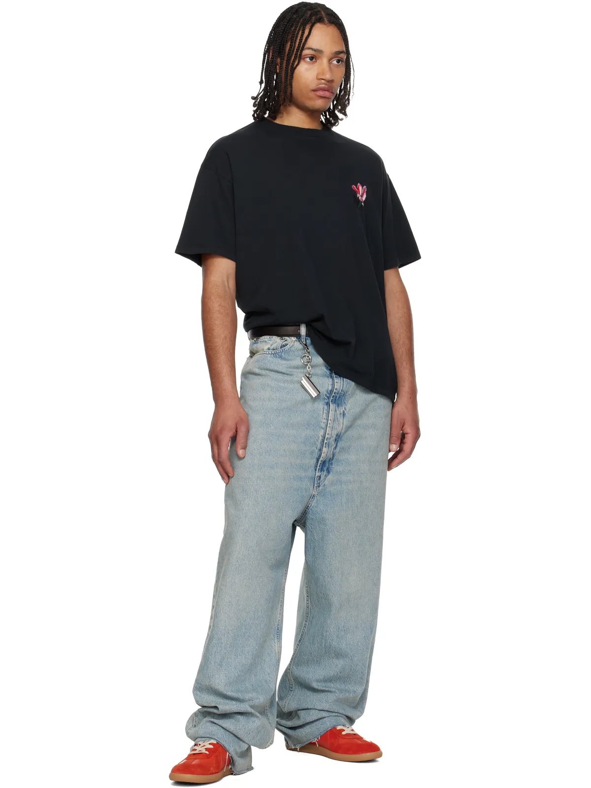 Maison Margiela 'Floral MM' エンブロイダリー コットン Tシャツ - 画像4