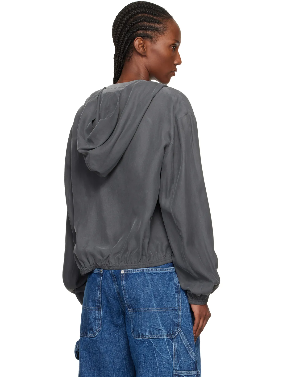 Alexander Wang クロップド シルク フーディ - 画像3