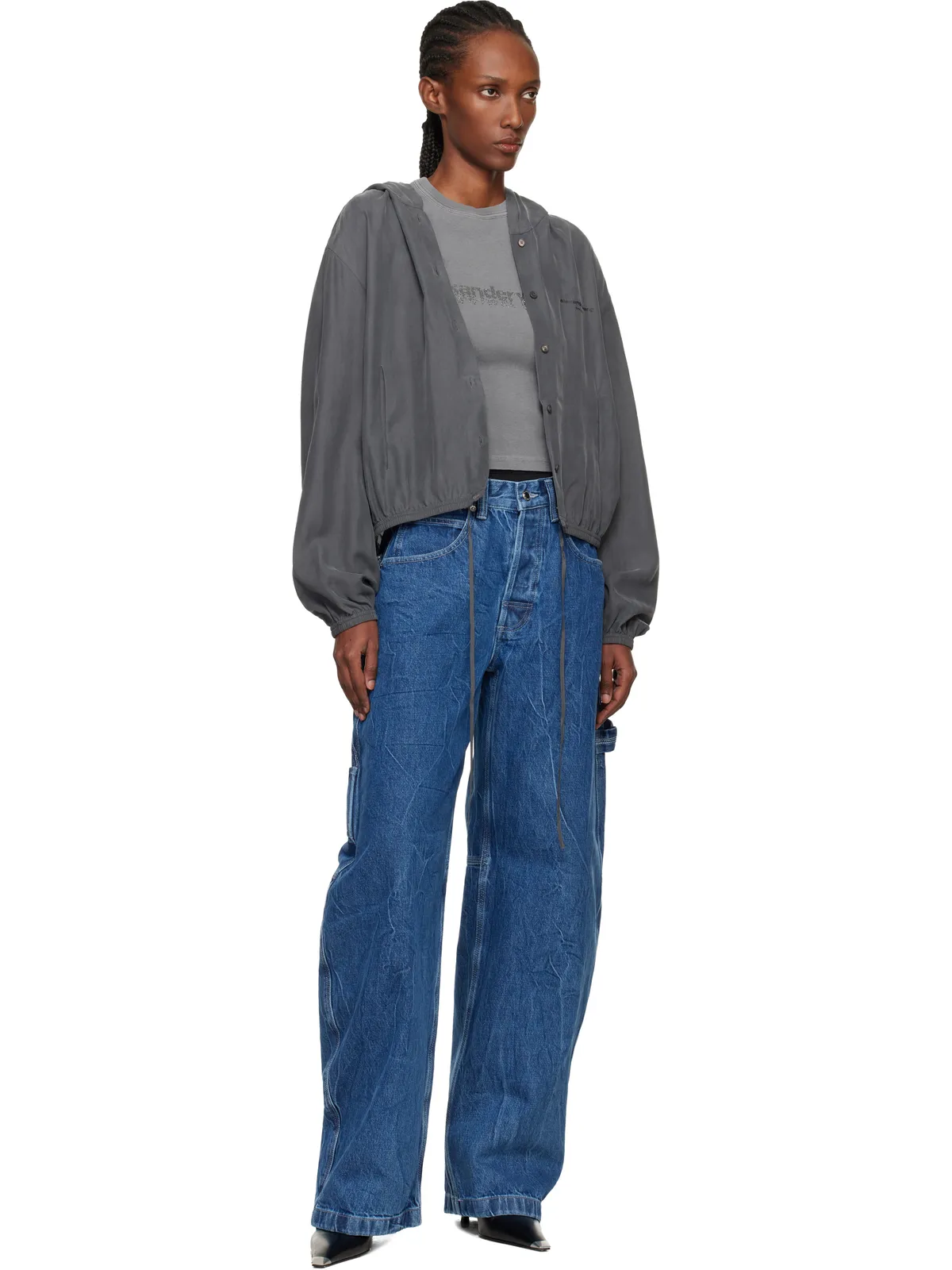 Alexander Wang クロップド シルク フーディ - 画像4
