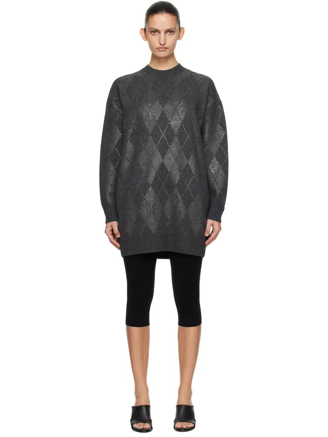 Alexander Wang Alexander Wang Crystal Argyle Hotfix 長袖 クルーネック ミニワンピースの商品画像