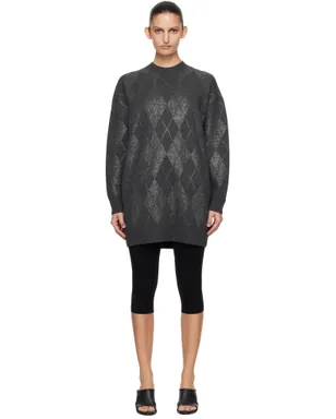 Alexander Wang Crystal Argyle Hotfix 長袖 クルーネック ミニワンピース - サムネイル1