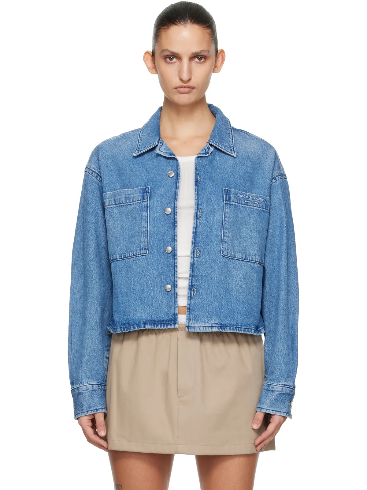 Alexander Wang クロップド 長袖 デニムシャツ - 画像1