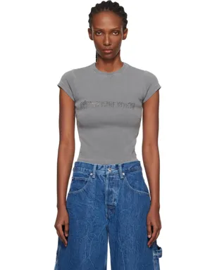 Alexander Wang ラインストーン ロゴ コットン ベビーTシャツ - サムネイル1