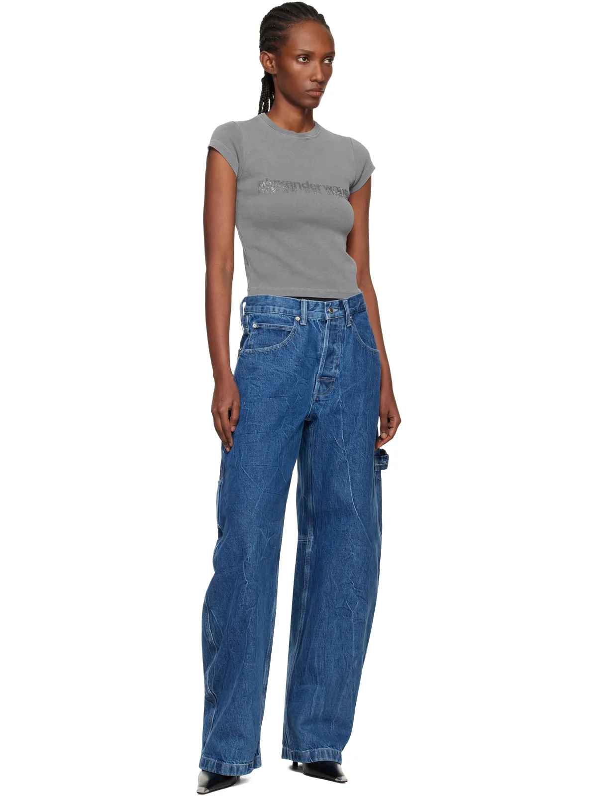 Alexander Wang ラインストーン ロゴ コットン ベビーTシャツ - 画像4