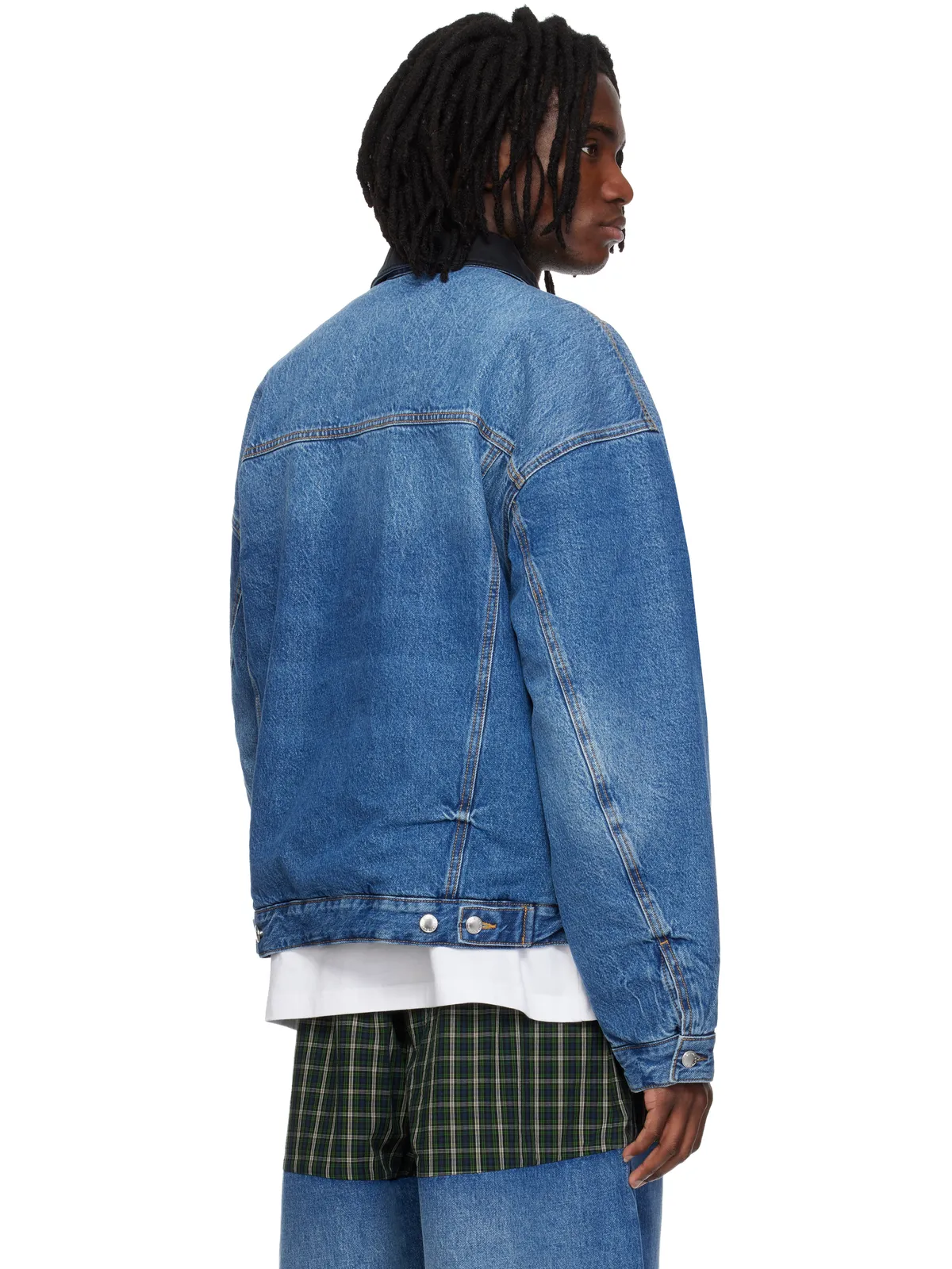 Alexander Wang Plaid Combo Trucker リバーシブル デニムジャケット - 画像3