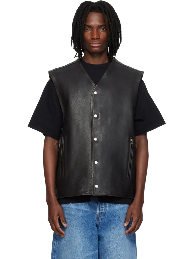 Alexander Wang Alexander Wang Boxy Moto レザー ベストの商品画像