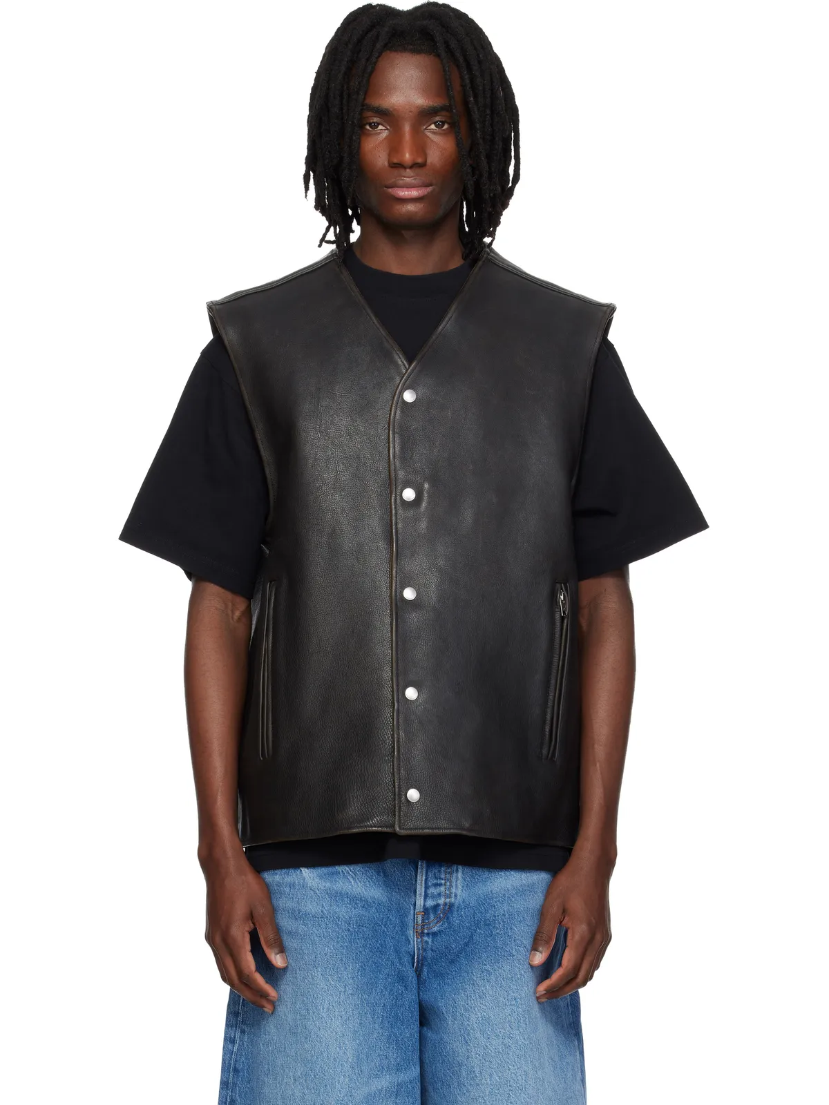 Alexander Wang Boxy Moto レザー ベスト - 画像1