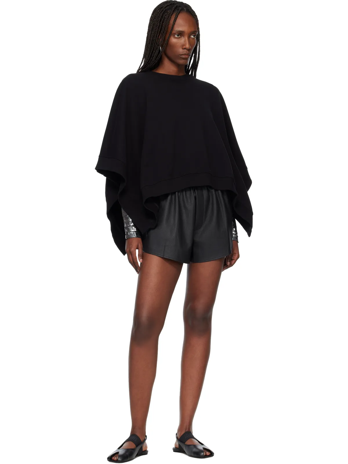 MM6 Maison Margiela ロゴパッチ フェイクレザー ショートパンツ - 画像4